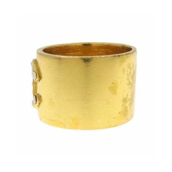 CHANEL CC Logo Rhinestone Band Ring size US6.25 Gold Tone 01A Auth - Picture 9 of 10